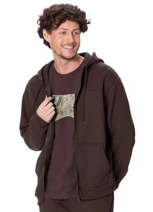 Malwee - Jaqueta Regular em Moletom Marrom Escuro - MALWEE