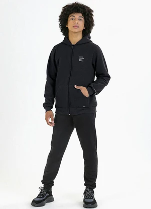 Soft Bonni - Jaqueta Teen em Moletom Preto - SOFT BONNI