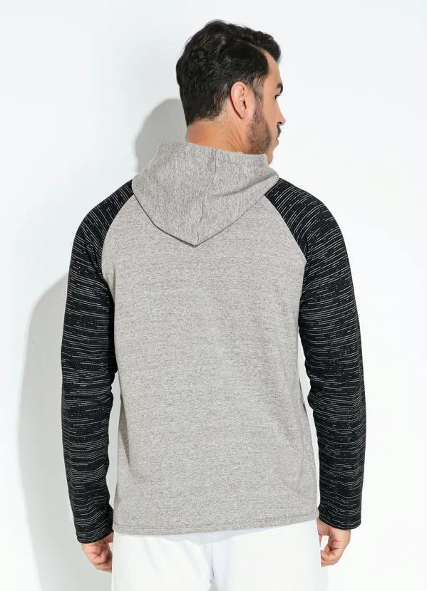 Moda Pop - Moletom Bicolor com Bolso e Capuz 2