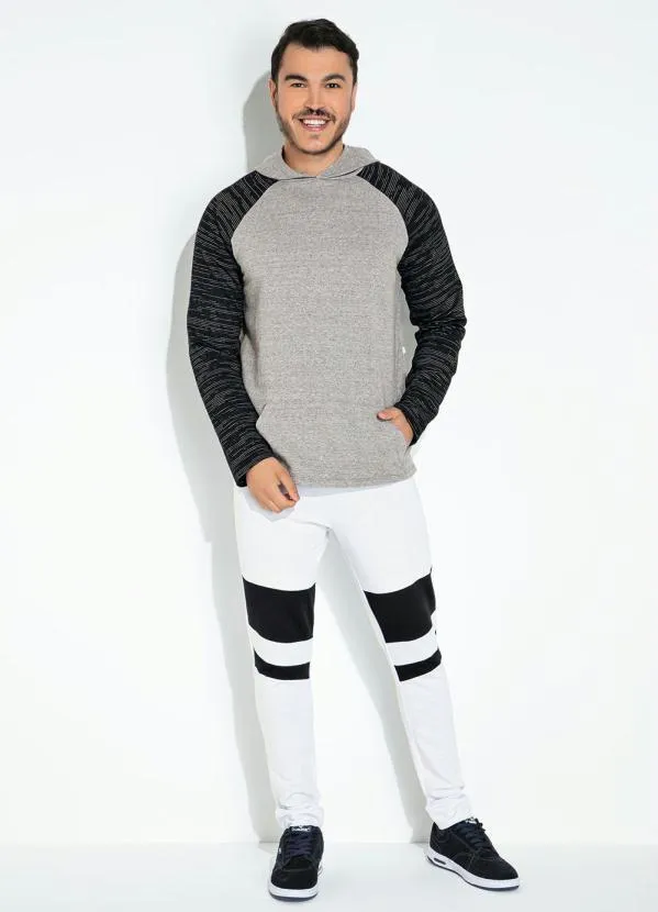 Moda Pop - Moletom Bicolor com Bolso e Capuz 3