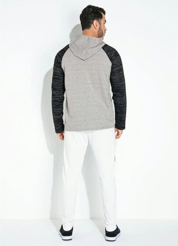 Moda Pop - Moletom Bicolor com Bolso e Capuz 4