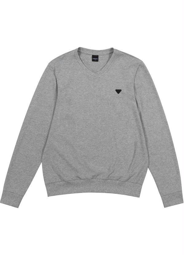 Habana - Sueter em Moletom com Decote V Masculino Cinza