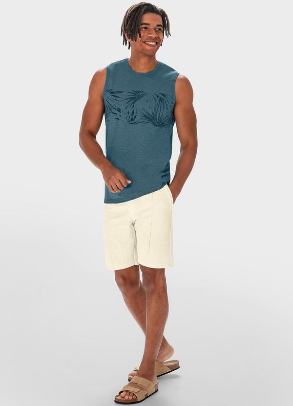 Malwee - Regata Azul Petróleo Folhagens em Flame 2