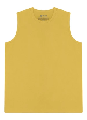 Fico - Regata Básica em Meia Malha de Algodão Amarelo - FICO