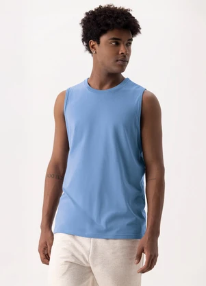 Fico - Regata Básica em Meia Malha de Algodão Azul - FICO