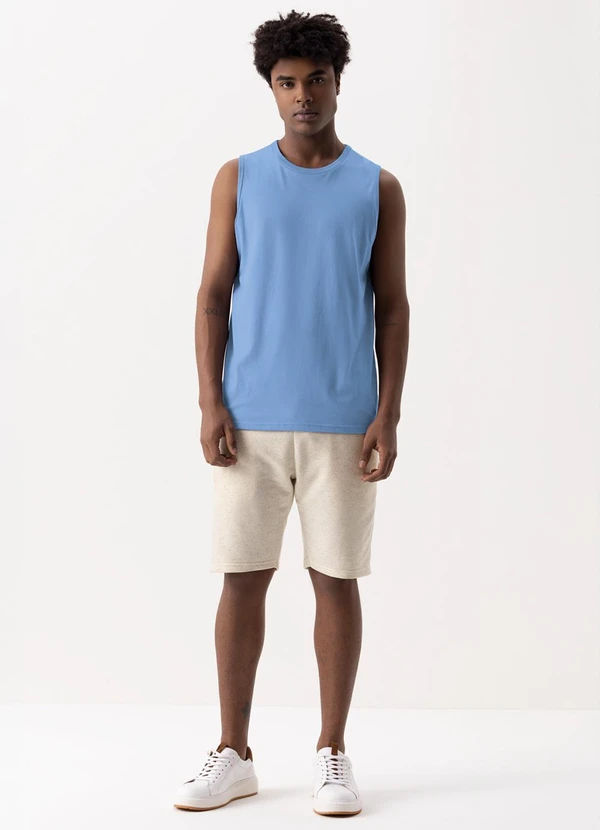 Fico - Regata Básica em Meia Malha de Algodão Azul 2