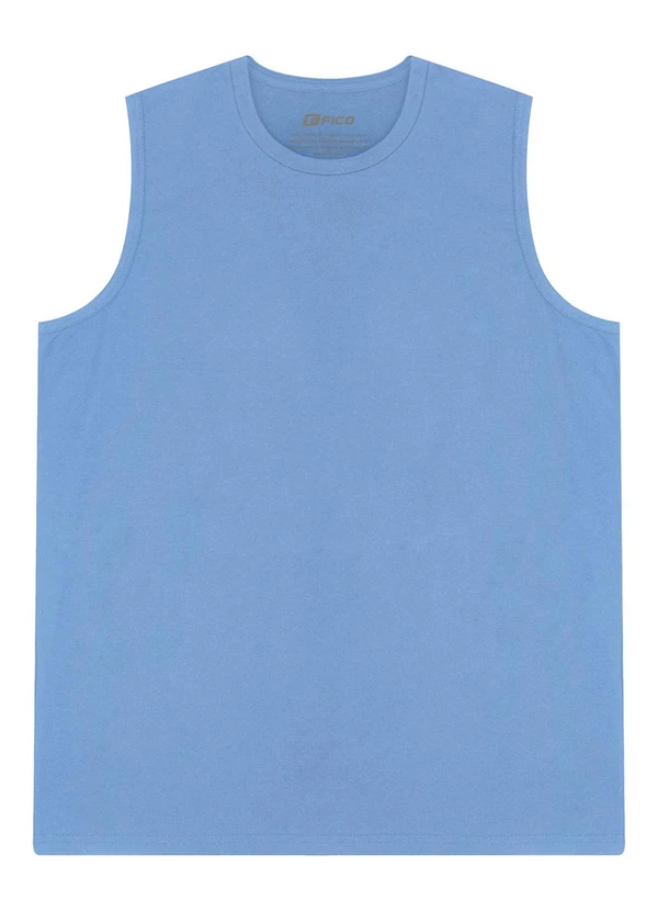 Fico - Regata Básica em Meia Malha de Algodão Azul 3