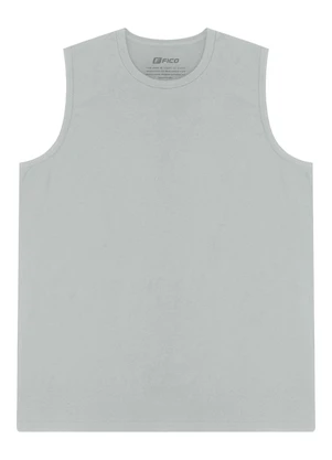 Fico - Regata Básica em Meia Malha de Algodão Cinza - FICO