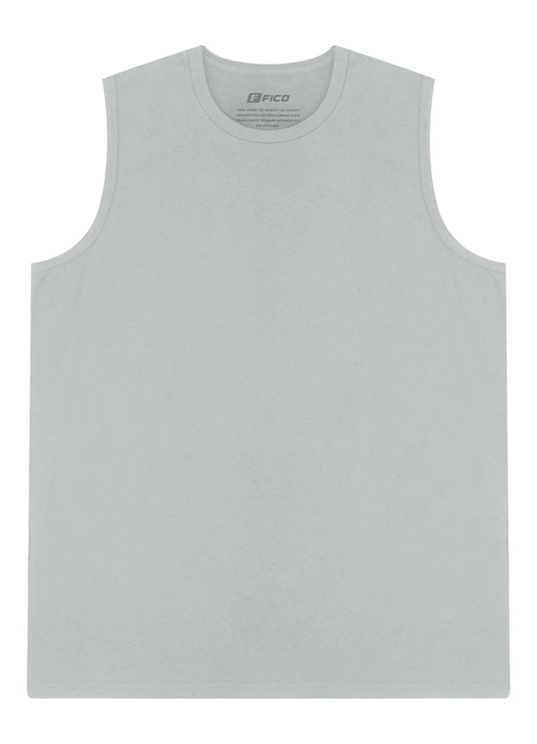 Fico - Regata Básica em Meia Malha de Algodão Cinza