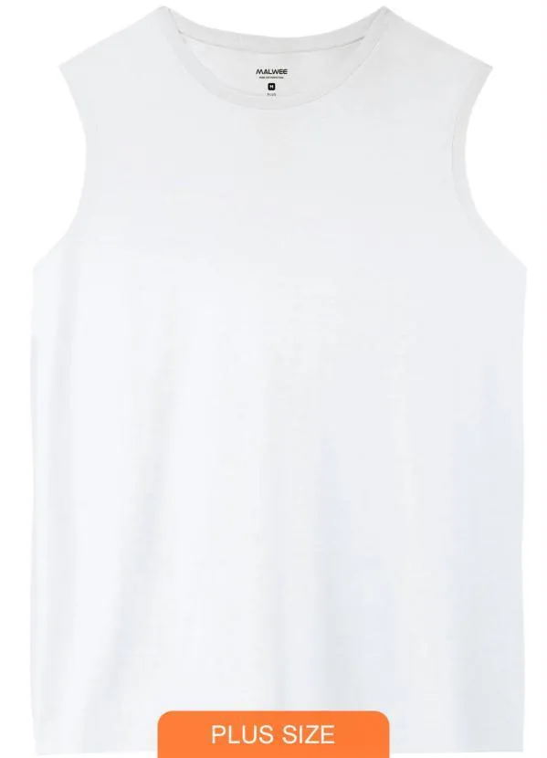 Malwee Plus - Regata Branca Masculina em Malha Plus