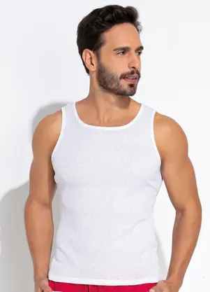 Moda Pop - Regata Branco em Canelado - MODA POP