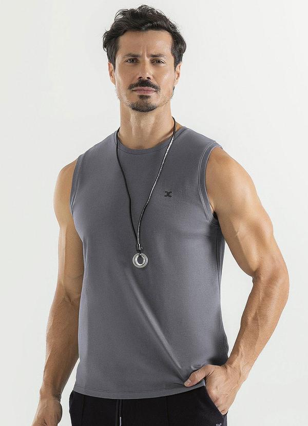 Exco - Regata em Algodão Cinza Escuro