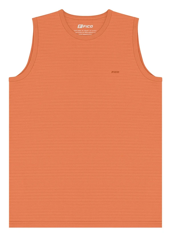 Fico - Regata em Malha de Algodão Texturizada Laranja