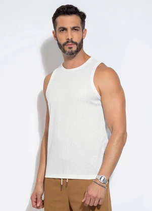 Exco - Regata em Malha Texturizada Branco  - EXCO