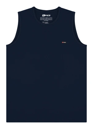 Fico - Regata em Meia Malha Penteada de Algodão Azul - FICO