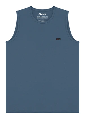 Fico - Regata em Meia Malha Penteada de Algodão Azul - FICO