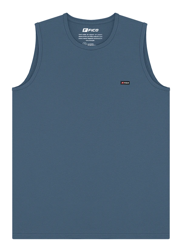 Fico - Regata em Meia Malha Penteada de Algodão Azul 1