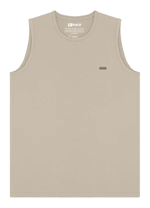 Fico - Regata em Meia Malha Penteada de Algodão Bege - FICO