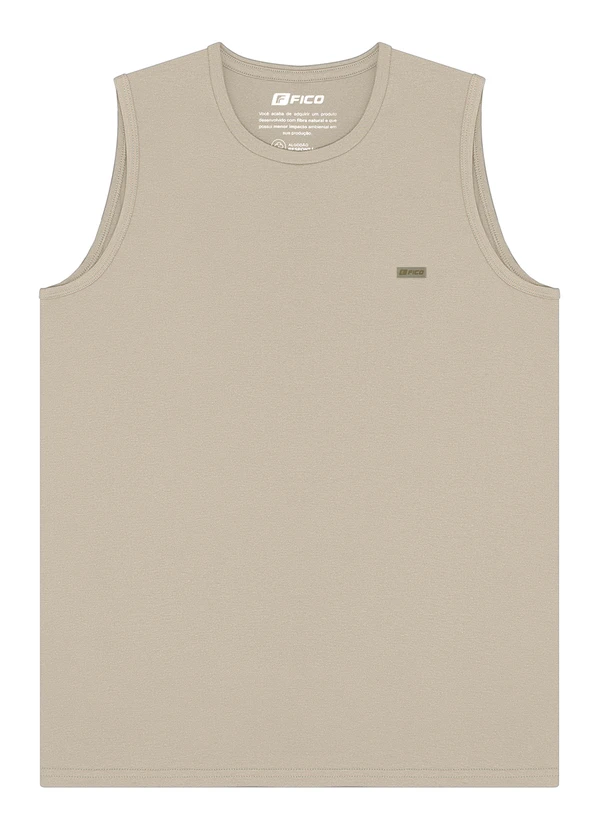 Fico - Regata em Meia Malha Penteada de Algodão Bege