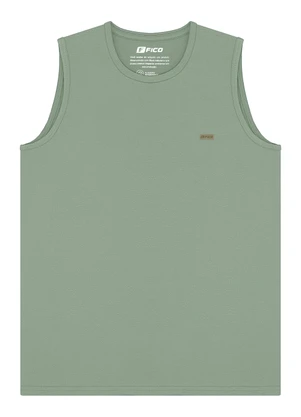 Fico - Regata em Meia Malha Penteada de Algodão Verde - FICO