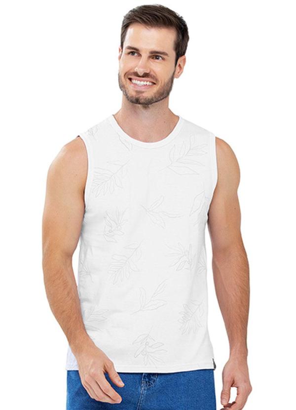 Rezzato - Regata Folhagem Adulto Masculino Branco