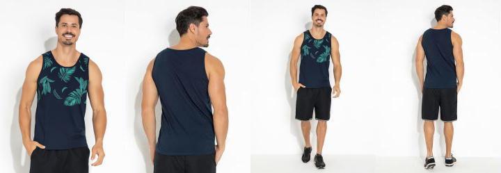 Regata Folhagem com Estampa Localizada