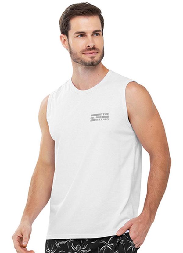 Rezzato - Regata Frase Estampada Adulto Masculino Branco