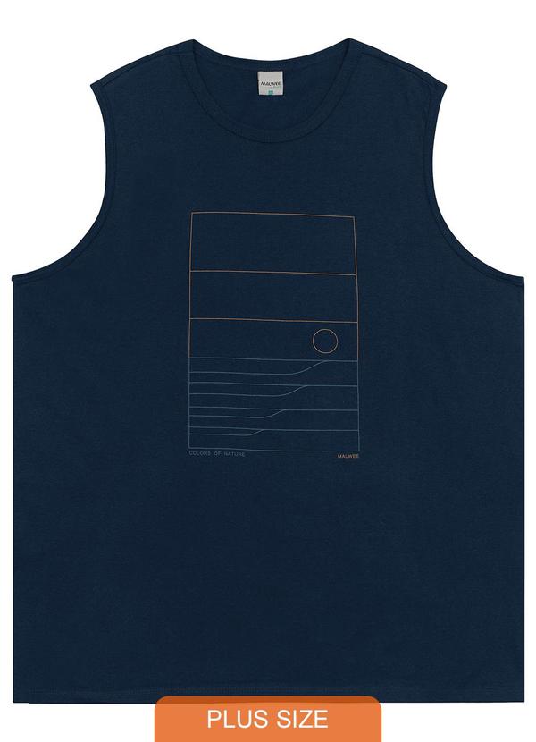 Malwee - Regata Geométrica Malha Plus Azul Marinho
