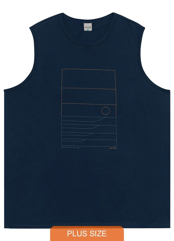Malwee - Regata Geométrica Malha Plus Azul Marinho