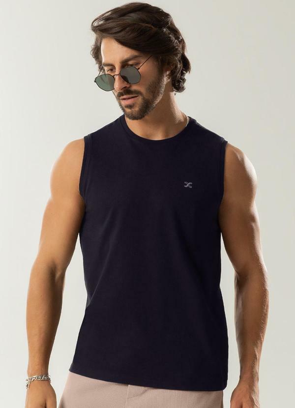 Exco - Regata Masculina Básica com Bordado Preto