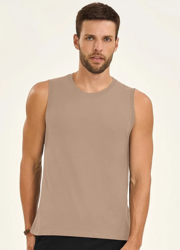 Diametro - Regata Masculina Básico Meia Malha Marrom