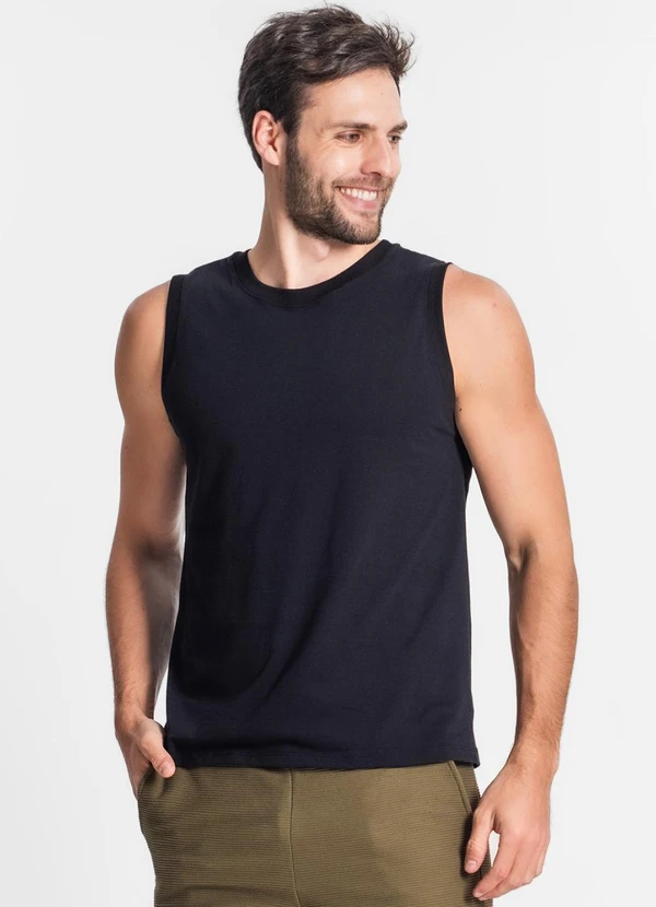 Diametro - Regata Masculina Básico Meia Malha Preto 4