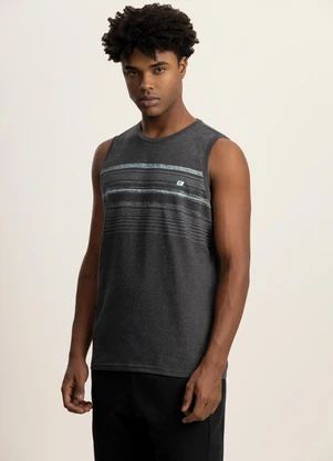 Fico - Regata Masculina com Estampa em Malha Preto - FICO