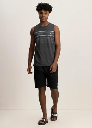 Fico - Regata Masculina com Estampa em Malha Preto - FICO