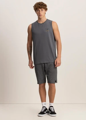 Fico - Regata Masculina com Estampa em Meia Malha Cinza - FICO