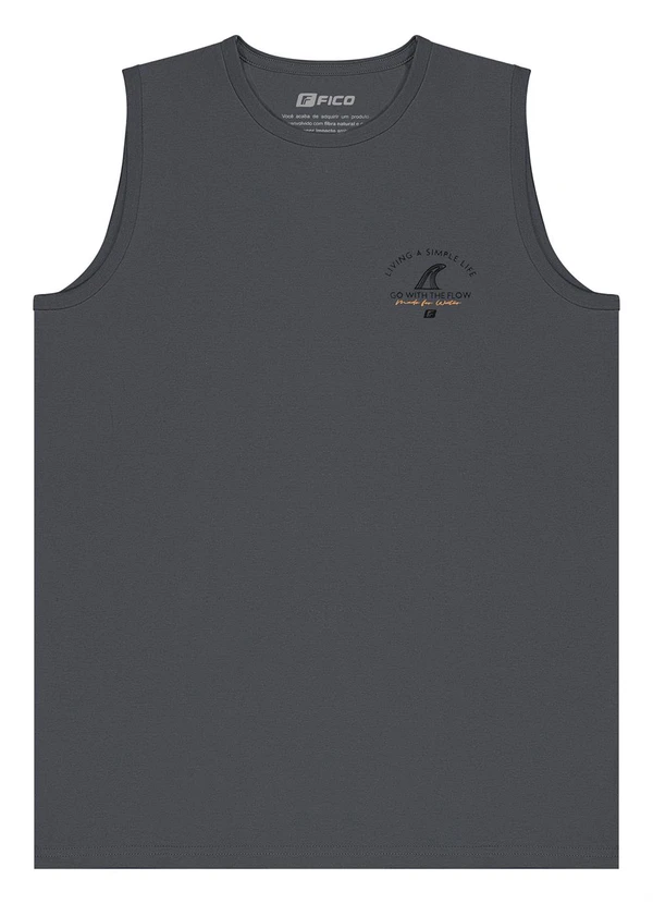 Fico - Regata Masculina com Estampa em Meia Malha Cinza 3