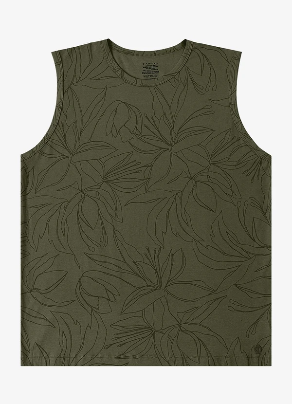 Diametro - Regata Masculina Cotton Leve Estampada Verde