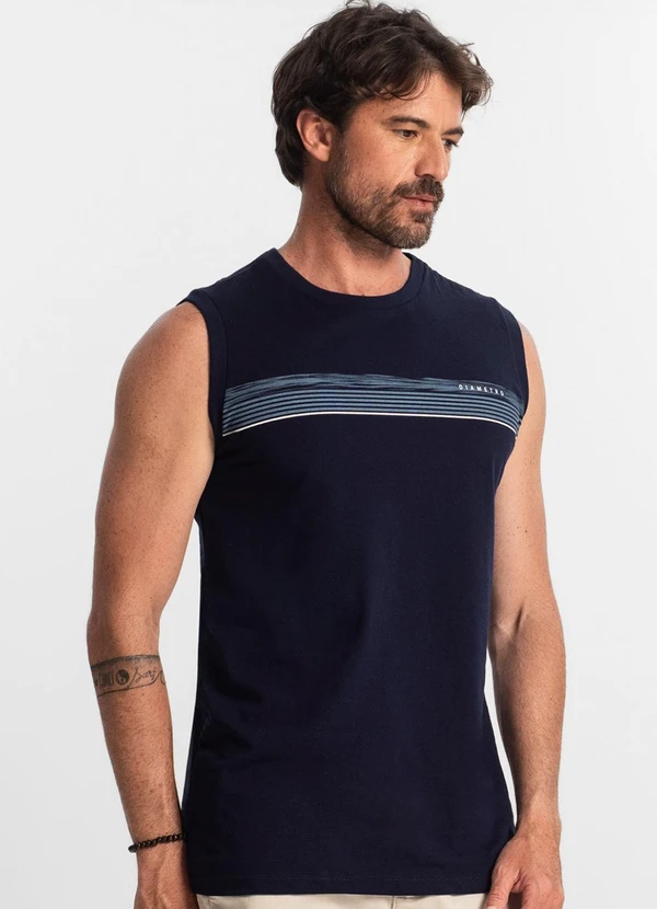 Diametro - Regata Masculina em Meia Malha Azul 4