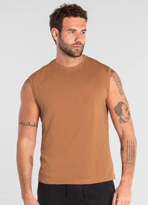 Just Basic - Regata Masculina em Meia Malha Marrom - JUST BASIC