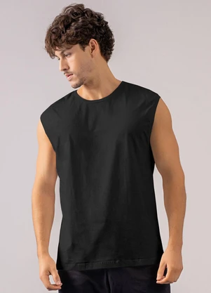 Just Basic - Regata Masculina em Meia Malha Preto - JUST BASIC