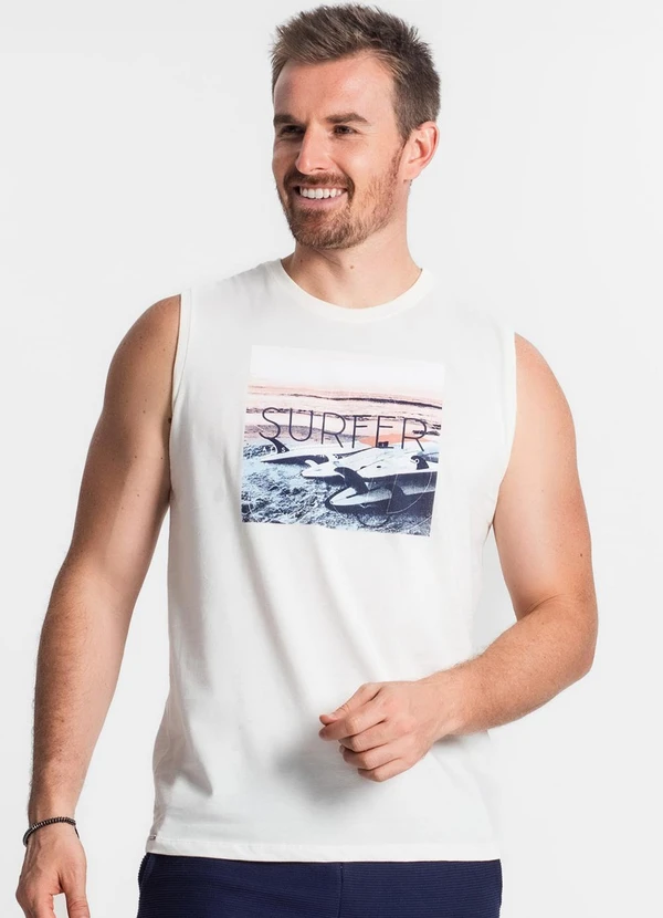 Diametro - Regata Masculina Estampada Bege 4