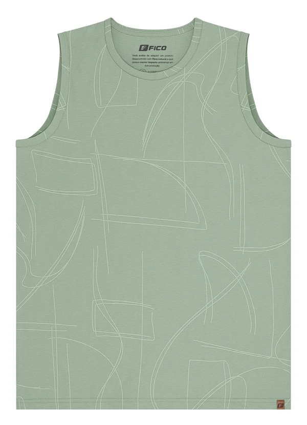 Fico - Regata Masculina Estampada em Meia Malha Verde 3