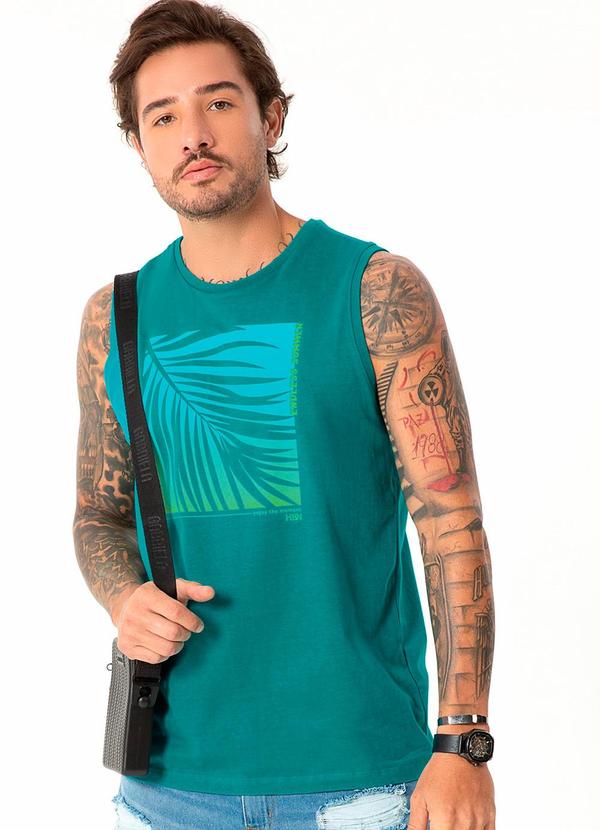 Habana - Regata Masculina Estampada Hbn Turquesa