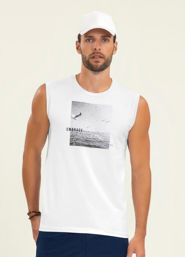 Diametro - Regata Masculina Meia Malha Branco