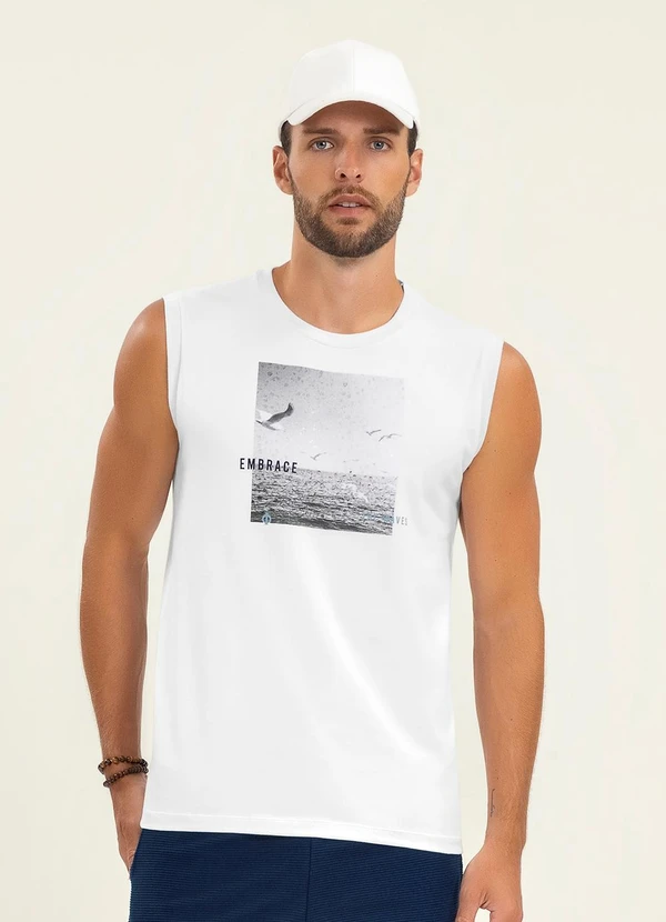 Diametro - Regata Masculina Meia Malha Branco