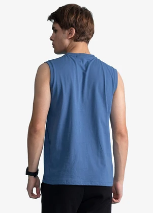 Minty - Regata Masculina Meia Malha com Estampa Azul - MINTY