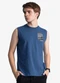 Minty - Regata Masculina Meia Malha com Estampa Preto - variação: Azul