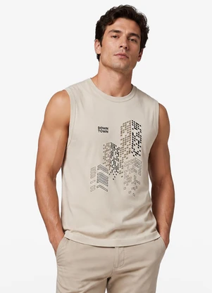 Diametro - Regata Masculina Meia Malha com Estampa Bege - DIAMETRO