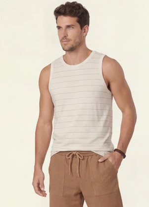 Diametro - Regata Masculina Meia Malha Linho Bege - DIAMETRO