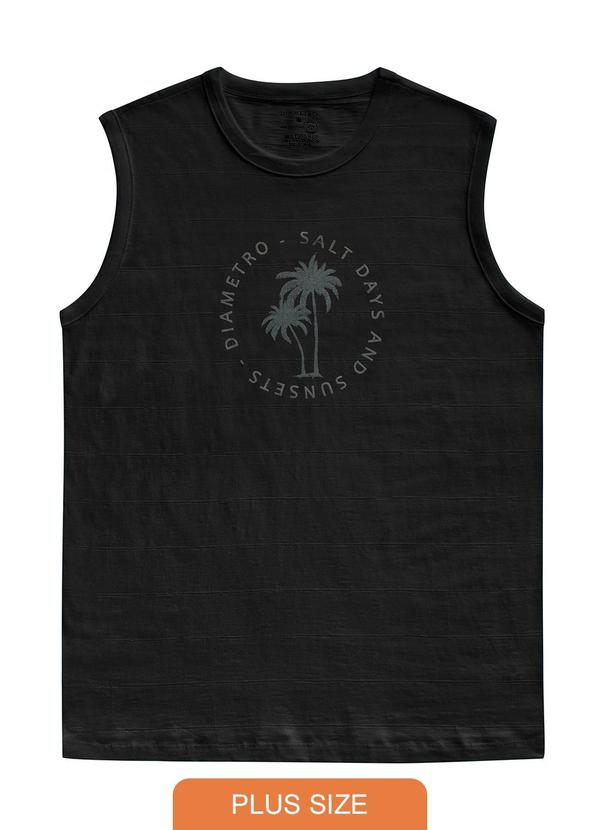 Diametro - Regata Plus Masculina Malha Maquinetada Preto